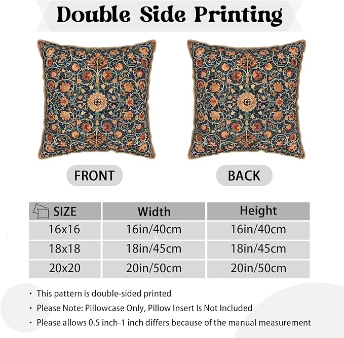 Vintage Floral Soft Velvet Throw Pillow Covers Set of 2 Burnt Orange Navy Flowers Plant Decorative Pillow Covers 18x18 Inch Art Botanical Pillow Case For Sofa Couch Outdoor Farmhouse Home Decor