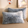 XeGe Faux Fur Throw Pillow Cases, Plush Shaggy Ultra Soft Pillow Covers, Fluffy Crystal Velvet Decorative Pillowcases, Furry Fuzzy Pillow Shams Zipper Closure, Set of 2(Standard, Gray Ombre)