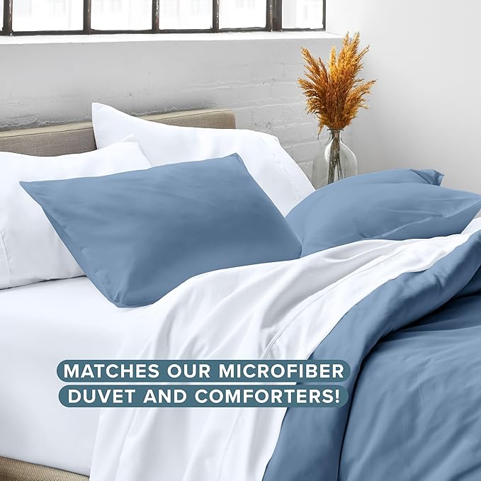 Bare Home King Pillow Sham Covers - Set of 2 - Premium 1800 Ultra-Soft Microfiber - Double Brushed - Stain & Fade Resistant - Bed Pillow Shams - Pillows Not Included (Set of 2, Coronet Blue)