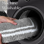 Tititex Luxury Grey White Frame Line Bathroom Rug, 16x24 inch Extra Soft and Absorbent Microfiber Bath Rugs, Non-Slip Plush Shaggy Bath Carpet, Bath Mats for Bathroom Floor, Tub and Shower