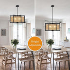 ALISADABOY Modern Black Chandeliers for Dining Room 21.25’’ Inches Contemporary Geometric Drum Chandelier 6 Light Industrial Pendant Light Fixture for Entryway Foyer Hallway