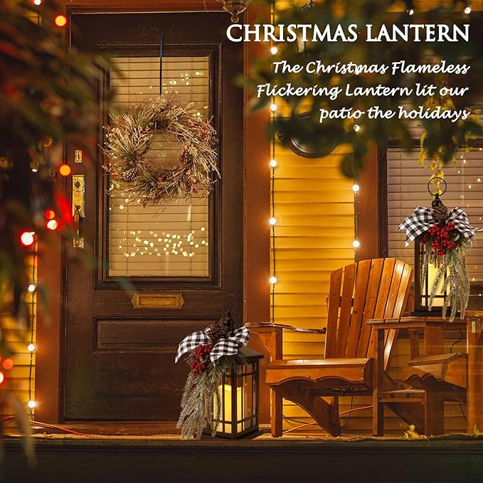 Christmas Decorations Christmas Lantern, Christmas Decor Candle Lanterns, 14 Inch Flameless Candle Lantern, Outdoor Patios Indoor Home Table Fireplace Farmhouse Decorations,Holiday Xmas Gifts