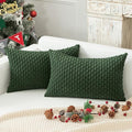 Kevin Textile Christmas Throw Pillow Covers 12x20 inch Soft Striped Decorative Cushion Cases with Hidden Zipper for Couch Sofa Bed 2 Pieces Dark Green