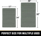 H.VERSAILTEX Waffle Bath Mat Super Absorbent Bathroom Mats Non Slip Bath Rugs for Bathroom Floor Machine Washable Ultra Soft Bathroom Rugs for Beside Tub, (32 x 20 Plus 24 x 17 - Inches, Lichen)