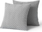 MIULEE Pack of 2 Decorative Throw Pillow Covers 24x24 Inch Soft Boho Striped Textured Corduroy Pillow Covers Modern Farmhouse Home Decor for Couch Bed Sofa Living Room Light Grey
