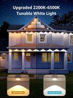 Lepro E1 AI Permanent Outdoor Lights APP Control, 100ft 60 LED Smart RGB+IC+Warm/Cool White House Eave Light for Halloween Christmas, Alexa Google Enabled, 2.4 GHz WiFi/Bluetooth, NO Remote Controller