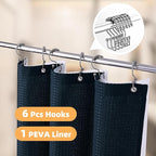 LaCyan 3 in 1 Waterproof Waffle Weave Shower Curtain and Clear Liner Set with 6 Stainless Steel Hooks Double Sided for Bathroom 72 Inches Heavy Duty Polyester Fabric Shower Curtains 36x72