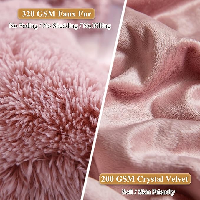 XeGe Cozy Faux Fur Throw Pillow Covers, Zippered Fluffy Cushion Covers, Shaggy Fuzzy Decorative Pillow Covers, Plush Furry Pillowcases Pack of 2 for Sofa Couch Home Decor (18''x18'', Pink Ombre)