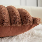 Neelvin Brown Faux Fur Cozy Soft Stripe Decorative Throw Pillow Covers 18x18 inch Set of 2,Velvet Pillowcase Cushion Case for Sofa Couch