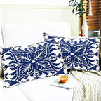 Decorative Throw Pillow Covers Set of 2 Blue Pillow Covers 12x20 inch Short Plush Floral Flower Throw Pillows,Farmhouse Cushion Covers Outdoor Pillow Covers for Couch Sofa Bed Living Room