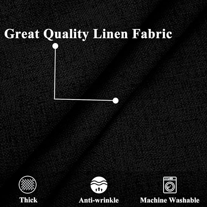 decorUhome Decorative Outdoor Throw Pillow Covers 24x24 Set of 2, Square Linen Rustic Neutral Farmhouse Euro Pillow Covers with Stitched Edge for Couch, Sofa, Living Room, Black