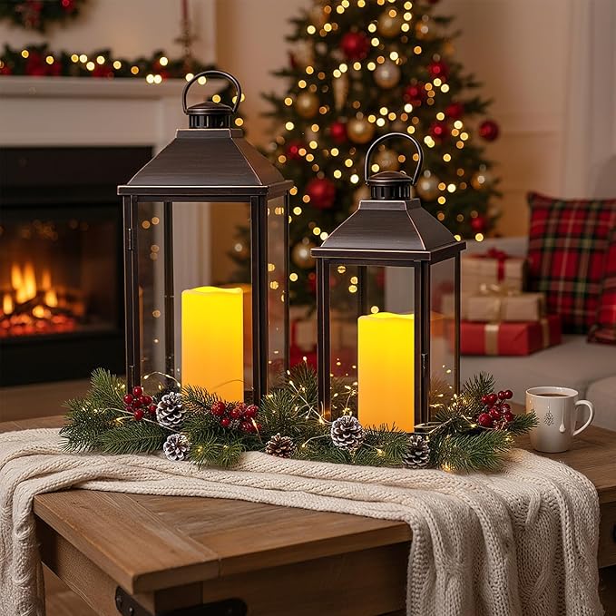 Amagic 2 Pack 8" x 4" Outdoor Plastic Electric flameless Candles with Remote Control and Timer, Battery Operated Flickering LED Pillar Fake Candle for Home, Wedding Decor, Ivory