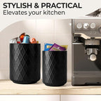 MIAMIO – Kitchen Utensil Holder Ceramic/Kitchen Organizer Set, Farmhouse Decor for Organizing Countertop and Storing Cutlery, Cooking Spoons, and Accessories - Palmanova Collection (Black)