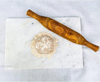 KC KULLICRAFT 8×12 Inches White Marble Cheese & Charcuterie Serving Board – Natural Marble Cutting Board & Pastry Slab with Non‑Slip Feet – Premium Stone Kitchen Tray Gift.