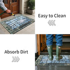 Door Mat Welcome Mat, Heavy Duty Door Mat 17.7 x 29.5 Inch Front Rug Doormat for Outdoor Entrance Home Non-Slip Rubber Rug for Front Door, Outside, Entryway, Patio (Blue Welcome)
