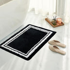 Tititex Luxury Black White Frame Line Bathroom Rug, 24x36 inch Extra Soft and Absorbent Microfiber Bath Rugs, Non-Slip Plush Shaggy Bath Carpet, Bath Mats for Bathroom Floor, Tub and Shower