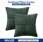 MIULEE Christmas Army Green Corduroy Pillow Covers Pack of 2 Boho Decorative Spliced Throw Pillow Covers Soft Solid Couch Pillowcases Cross Patchwork Cushion Covers for Living Room Bed Sofa 16x16 inch