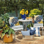 DFXSZ Blue Yellow Flower Pillow Covers 22x22 Inch Set of 2 Outdoor Throw Pillows Outdoor Waterproof Decor for Living Room Sofa Patio Funiture Garden Floral Polyester Pillow Covers 012D22