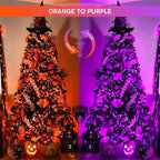 JMEXSUSS Christmas Lights, 8 Modes Waterproof Christmas Light Outdoor Plug in, Clear Wire String Lights Indoor Bedroom 500 LED Orange and Purple 163 FT