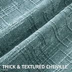 decorUhome Teal Chenille Throw Pillow Covers 26x26 Set of 2 Thick Textured Slubby Couch Pillow Covers Farmhouse Accent Modern Neutral Decorative Pillow Cases for Bed Sofa Living Room