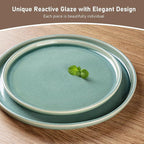 GBHOME Ceramic Dinnerware Sets for 4, 12 Pieces Stoneware Plates and Bowls Sets, Scratch Resistant Dishes, Dishwasher & Microwave Safe, Reactive Glaze-Malachite Green