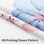 QiyI Flower Shower Curtain with Snap in Fabric Liner, Blue Watercolor Floral Cloth Bath Curtains, No Hook Shower Curtains with Mesh Top Window, Fabric Waterproof Bathroom Curtain Set, 72 x 87 Inch