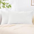 decorUhome Chenille White Throw Pillow Covers 12x20 Inch Set of 2, Decorative Soft Couch Pillow Covers Solid Dyed Accent Velvet Farmhouse Neutral Rectangle Christmas Pillow Cases for Sofa Living Room