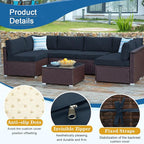 14 PCs Patio Cushion Covers for 7 PCs Outdoor Furniture Sectional Seating Sets Water Resistant Plus 2 Throw Pillows (Blue, 24.8(L)*24.8(W)*3.14(T) inches)