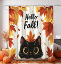 MAMUSE Fall Shower Curtain for Bathroom Stall Cute Decorative Waterproof Unique Design TeenWomen Cortinas de Baño Bathtub 72 x72 Inch, Cat Leaves
