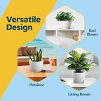 White Gray 6-Inch Plant Pots with Drainage & Saucers 18 Pack, Indoor & Outdoor Planters for Houseplants, Herbs, and Flowers, Durable & Weatherproof Material, Stackable, Lightweight, Minimalist Design