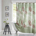 Fabric Shower Curtain, Sage Green and Brown Tropical Plant Leaf Print Shower Curtains for Bathroom, Waterproof Bathroom Curtains, 72" W x 72" H