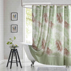 Fabric Shower Curtain, Sage Green and Brown Tropical Plant Leaf Print Shower Curtains for Bathroom, Waterproof Bathroom Curtains, 72" W x 72" H