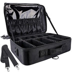 gzcz Large Capacity Travel Makeup Train Case,Professional Cosmetic Bags for Women,Portable Makeup Brush Bag Organizer Storage with Adjustable Dividers and Shoulder Strap