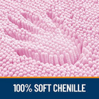 OLANLY Bathroom Rugs 47x17, Extra Soft Absorbent Chenille Bath Rugs, Rubber Backing Quick Dry, Machine Washable Bath Mats for Bathroom Floor, Tub and Shower, Home Decor Accessories, Pink