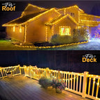 KNONEW 600ft 1500 LED Christmas String Lights Outdoor Green Wire 8 Modes & Timer Fairy Light Plug in Waterproof Patio Lights for Xmas Yard Tree Wedding Party Holiday Decorations (Warm White)