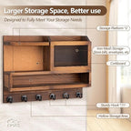 Key Holder for Wall with Mail Organizer,Farmhouse Mail and Key Holder for Wall,Key Hanger with ‌Metal 11 Hooks,Corkboard,and Shelf,Decorative Natural Pine Wood Entryway Organizer,14.6*11.1*3.3”,Brown