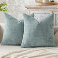 MIULEE Pack of 2 Couch Throw Pillow Covers 20x20 Inch Coastal Light Blue Modern Boho Accent Decorative Pillow Covers Soft Chenille Farmhouse Cushion Covers for Home Decor Bed Sofa Living Room