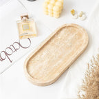 WORHE Italy Natural Travertine Stone Tray for Jewelry, Candles, Perfume, Trinket, Marble Oval Vanity Trays for Bathroom, Dresser, Kitchen, Countertop Storage Organizer for Home Decor Beige (WH028)