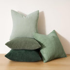 Topfinel Light Green Decorative Throw Pillow Covers Green Series,Winter Fluffy Corduroy Striped Euro Pillows Shams for Couch Bed Bedroom,Western Modern Hunter Green Pillowcase 20x20 Inch Set of 4