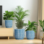 Ceramic Planter - 7.6 Inch Ceramic Plant Pots with Drainage Hole, Decorative Flower Pots for Indoor Outdoor, Fluted Round Planter, Room Home Decor, Plant Lover Gifts for Women, Blue