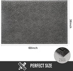 Sturdy Front Door Mat, Absorbent Muddy Dirt Resist Welcome Door Mats Outdoor Indoor, Stain and Fade Resistant, Non-Slip Rubber Backing Low Profile Doormat for Entryway, 60×36, Grey