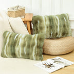 MADIZZ Pack of 2 Thick Plush Wool Throw Pillow Covers 12x20 Inch Green Soft Neutral Decorative Throw Pillows Accent Boho Cushion Covers for Couch Sofa Bedroom Pillow Shell