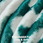 FUTEI Green Decorative Throw Pillow Covers 26x26 Inch Set of 2, Soft Tie-Dye Faux Rabbit Fur Striped Texture Euro Pillow Sham, Modern Home Decor for Couch Bed Living Room
