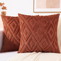 decorUhome Fall Couch Throw Pillow Covers 20x20 Set of 2, Decorative Soft Plush Faux Wool Neutral Accent Pillow Covers for Bed Sofa Living Room, Rust