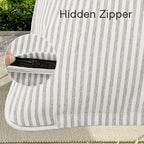 Decorative Outdoor Water Repellent Throw Pillows with Inserts, Set of 4, 20" x12" Pillows for Patio, Backyard, Bed, Couch, and Patio Furniture, Tan Stripe