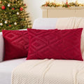 decorUhome Christmas Couch Throw Pillow Covers 12x20 Set of 2, Decorative Soft Plush Faux Wool Lumbar Neutral Accent Pillow Covers for Bed Sofa Living Room, Red