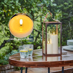 Waterproof Flickering Auto Timer Ivory Plastic Flameless Candles with Candle Grease, 3" x4" 5" 6" 7" Outdoor LED Long Lasting Battery Operated Remote Control Pillar Candles, Pack of 4