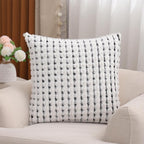 LUOYEHK Boho Throw Pillow Covers 20x20 Inch Set of 2 Chenille Tufted Pillowcase Farmhouse Neutral Cushion Covers for Couch Sofa Bed Living Room, Black White