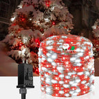 66Ft 200 LED Christmas Fairy Lights Plug in, Waterproof String Lights Outdoor & Indoor 8 Modes with Timer Bedroom Decor, Twinkle Lights for Bedroom Party Christmas Decorations (Red and Cool White)