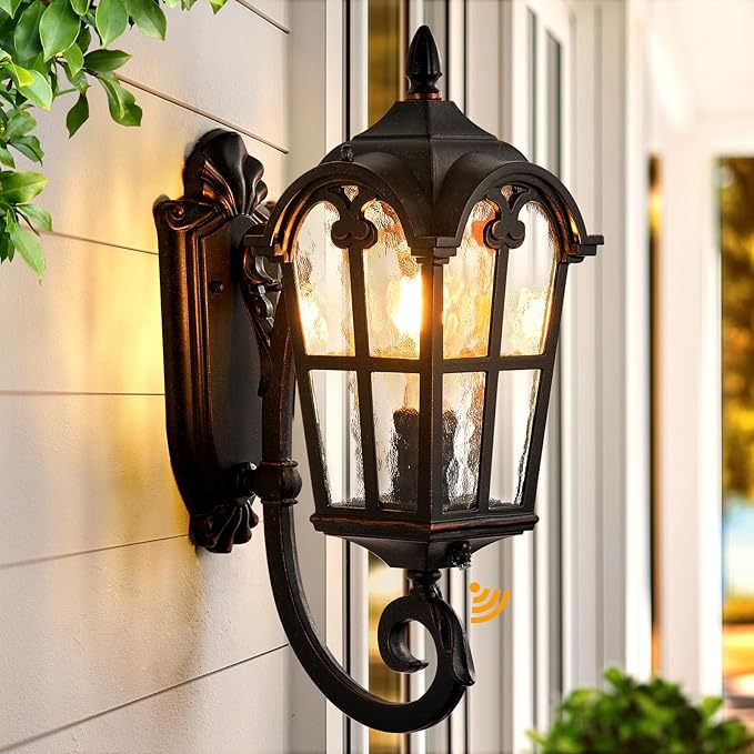 VIANIS Outdoor Wall Light, Oil Rubbed Bronze Porch Lights Outdoor, Dusk to Dawn Outside Lantern Fixtures Wall Mount, 100% Aluminum Exterior Lighting Fixtures for House, Garden, Patio, Entryway